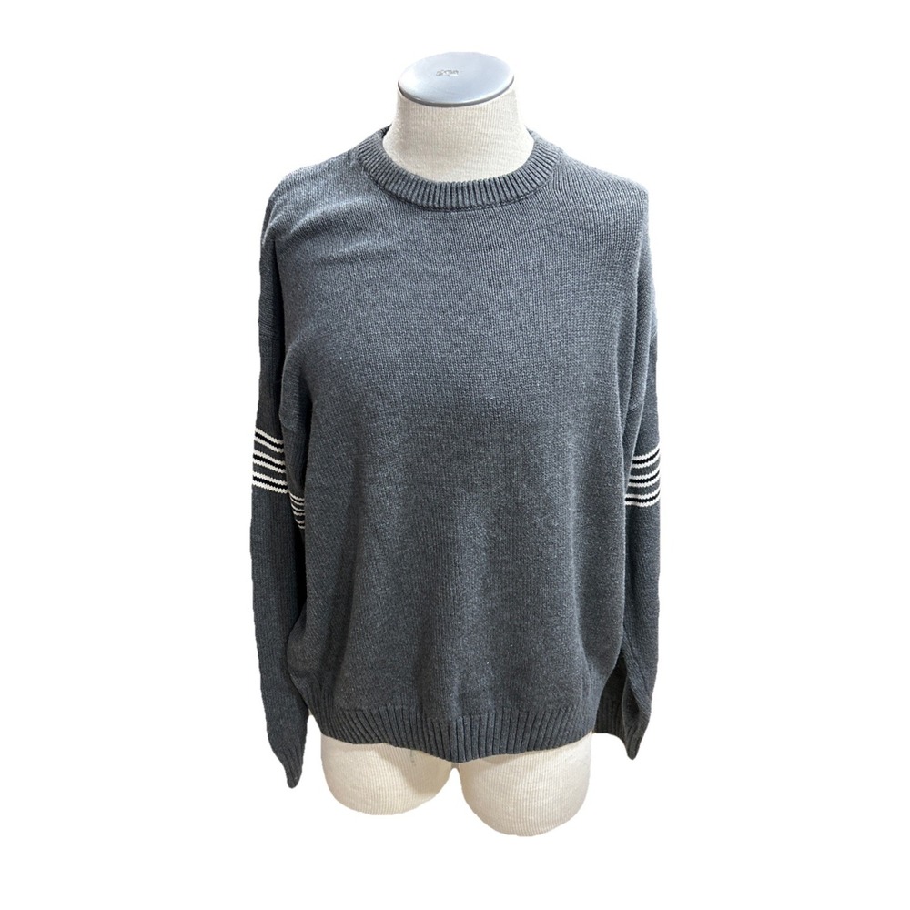 Trader Bay Crew neck Sweater XL Grey Cotton Mens